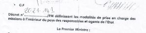 Décret définissant les modalités de prise en charge des missions de l'état